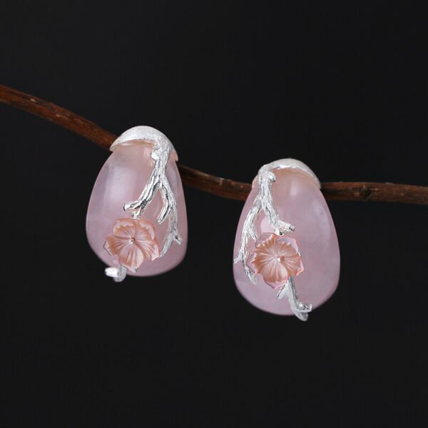 Imagem do Brinco Vintage Flor Cristal Rosa em Prata 925 e Ouro 18k | ARISCA