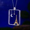 Imagem do Pingente Luar na Eiffel em Prata 925 e Ouro 18k | ARISCA