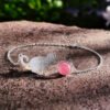 Imagem da Pulseira Gato e Bola Aquamarine Rosa em Prata 925 e Ouro 18k | ARISCA