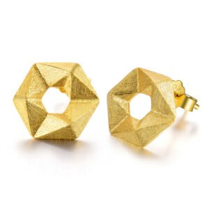 Imagem do Brinco Minimalista Hexagonal em Prata 925 e Ouro 18k | ARISCA